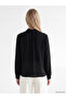 Black Scarf Collar Rose Detailed Chiffon Blouse - 4