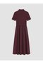 Plum Shirt Collar Ribbed Dress - 3
