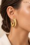 Women's Gold 316L Stainless Steel Corrugated Domed Thick Hoop Earrings 3.5 cm