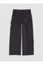 Black Wideleg Embroidered Girls' Jean Pants - 3