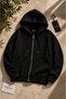 Premium Unisex Hooded Zippered Pocket Three-Thread Oversize Cardigan Sweatshirt