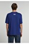 Oversize Fit Round Neck Plain Men's Blue Short Sleeve T-Shirt - 2