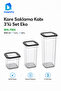 Square Storage Container Set of 3 Black 650-1300-1900 ml