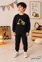 Winter Unisex Black Tracksuit, Black Sweat Top and Bottom Set