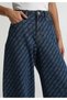 Baggy Loose Fit Women's Mid Indigo Denim Jean Pants - 5