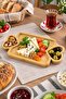 25X14X1.4 cm 3-Compartment Wooden Bamboo Serving Presentation Board Rectangular with Heart Handle - 2