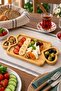 25X14X1.4 cm 3-Compartment Wooden Bamboo Serving Presentation Board Rectangular with Heart Handle - 4