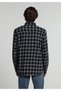 Regular Fit Shirt Neck Plaid Men's Navy Blue Long Sleeve Shirt - 2