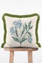 Country Breeze Cream Background Blue Floral Pattern Fringed Throw Pillow Cover