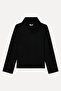 Women's Black Loose Fit High Neck Sweatshirt