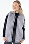 High Collar Fur Detailed Vest Gray