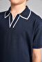Regular Fit Apaş Collar Viscose Navy Blue Boy's T-Shirt G6606A8/Nv146 - 7
