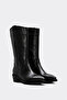 Genuine Leather Black Women's Below the Knee Boots 275Sza2027-24 - 4