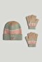 Striped Knitted Hat and Gloves Set