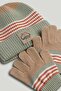 Striped Knitted Hat and Gloves Set - 2