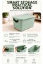 3-Piece 19Lt Storage Box with Lid - In-Cabinet Organizer Basket Decorative Multi-Purpose Organizer Green - 3