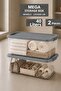 2-Piece 40Lt Large Size Storage Box - Lockable Lid Elora Multi-Purpose Organizer Gray