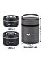 2-Layer Fan 304 Stainless Steel Food Thermos 420+550 ml with Thermal Insulation Bag Black - 2