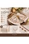 6 Pieces of Zeren Motif Embroidery and Bronze Piko Detailed Dowry Box Cream Napkin Service 40X40 cm - 2