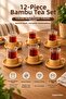 2-Piece Bamboo Tea Set – Double-Walled Glass Cup Set for 6 People - 2