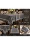 Silver Embroidery Picolu Anthracite Color Tablecloth Set – 1 Runner and 12 Napkins Dowry Tableware Set - Boxed
