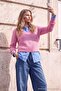Wardrobe Essentials Pink V-Neck Moher Blended Thin Knitwear Sweater Twoaw27Kz00034 - 3