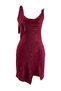 Burgundy Floral Slit Satin Woven Nightgown Thmaw27Gc00024 - 3