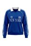 Cobalt Blue City Printed Thick Fleece Lined Oversize Polo Collar College Knitted Sweatshirt Twoaw27Sw00167 - 6