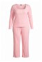 Pink-Multicolor Striped Half Placket Knitted Large Size Pajama Set Tbbaw27Ai00051