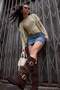 Brown Gold Belt Buckle Detailed Women's 6.5 cm Boots Takaw27Cz00017