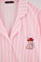 Pink Striped Rabbit Printed Shirt Collar Knitted Large Size Pajama Set Tbbaw25Ai00052 - 2
