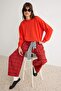 Wardrobe Essentials Red Stitch Detail Oversize Patch Detail Knitted Sweatshirt Twoaw27Sw00077 - 2