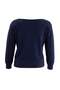 Wardrobe Essentials Lacivert Premium İplik/Özel İplik Kayık Yaka Crop Triko Kazak TBBAW27AN00074 - 8