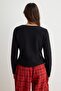 Black Asymmetric Button Detailed Regular Knitted Blouse Twoaw26Bz00274 - 4