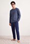 İndigo Regular Bisiklet Nakışlı Örme Pijama Takımı TMNAW27PT00038 - 3