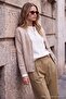 Wardrobe Essentials Bej Yumuşak Dokulu V Yaka Oversize Triko Hırka TWOAW27HI00100