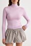 Lila Transparan Dik Yaka Esnek Normal Boy Örme Bluz TWOAW26BZ00266 - 3