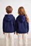 Navy Blue Girls' Hooded Plain Knitted Sweatshirt Tkdaw27Sw00003 - 5