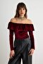 Bordo Carmen Yaka Kadife Body TPRAW27BD00011