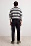 Siyah Beli Lastikli Esnek Kumaş Dar Paça Likralı Slim Fit Örme Erkek Pantolon TMNAW27PL00012 - 2