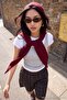 Bordo Kapşonlu Atkı Trend Balaklava Triko TWOAW26BR00007
