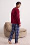 Burgundy Regular Plaid Fleece Pajama Set Tmnaw26Pt00075 - 2