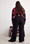 Siyah Kahverengi Kemerli Wide Leg Büyük Beden Pantolon TBBAW27AR00021 - 3