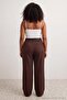 Kahverengi Siyah Kemerli Wide Leg Büyük Beden Pantolon TBBAW27AR00021 - 5