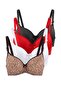 Black-Multicolor 4-Piece Micro Leopard-Plain Covered T-Shirt Bra Bra Thmaw27Su00018 - 10