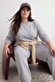 Gray Thick Inside Fleece Basic Knitted Large Size Tracksuit Set Tbbaw24Ts00000 - 3