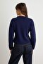 Lacivert Fitted/Vücudu Saran Süslü/Napolyon Düğmeli V Yaka Triko Hırka TWOAW27HI00200 - 4
