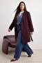 Mürdüm Regular Fit Wide Collar Detailed Long Wool Blend Cashmere Plus Size Coat Tbbaw25Dd00011 - 2