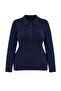 Wardrobe Essentials Lacivert Premium İplik/Özel İplik Triko Büyük Beden Kazak TBBAW27AN00070