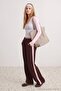Kahverengi Wide Leg/Geniş Paça Yanları Şeritli Beli Lastikli Örme Eşofman Altı TWOAW27EA00008 - 4